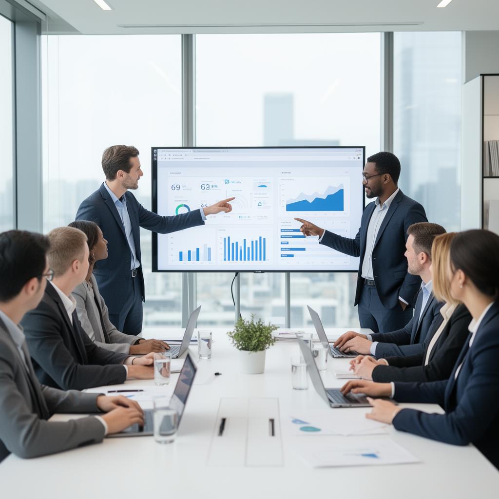 Equipo profesional analizando resultados de su negocio